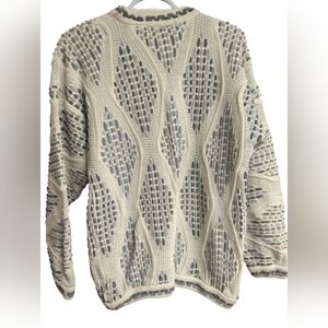 Vintage TUNDRA Canada Textured Knit Grandpa Sweater Cream Grey Size M🇨🇦